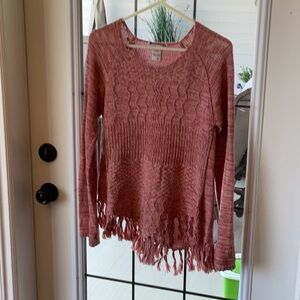 Women's Pink Sweater with Fringe